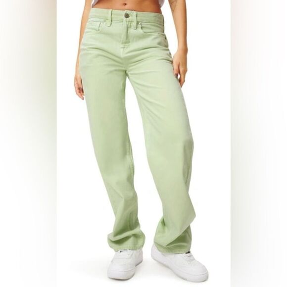 Good American Good '90s Loose Fit Jeans In lime GN999PT - Picture 1 of 6